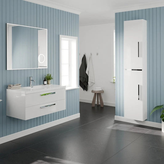 Eviva Olivia 14 pollici L x 70 pollici A Mobiletto da Bagno Indipendente Bianco Lucido