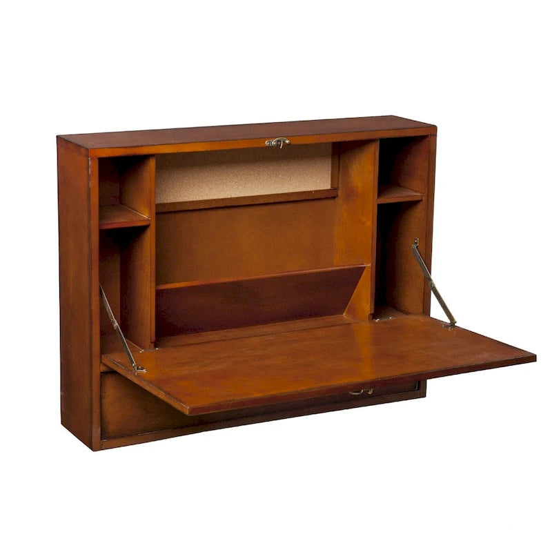 SEI Furniture Arkins, scrivania per laptop a parete marrone mogano