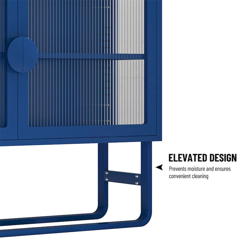 Elegante credenza con ante in vetro temperato e 2 ante in vetro scanalato