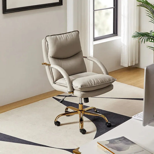 Sedia da ufficio Leona moderna in similpelle, girevole, con base a rotelle, altezza e inclinazione regolabili, di HULALA HOME