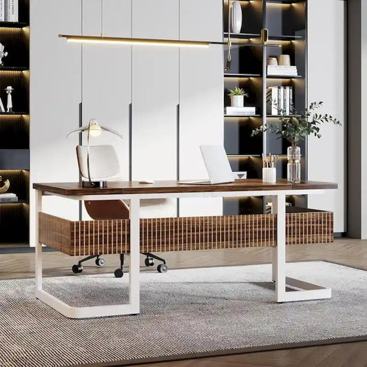 Scrivania Direzionale 63 con Scaffali, Scrivania per Computer per Ufficio Domestico