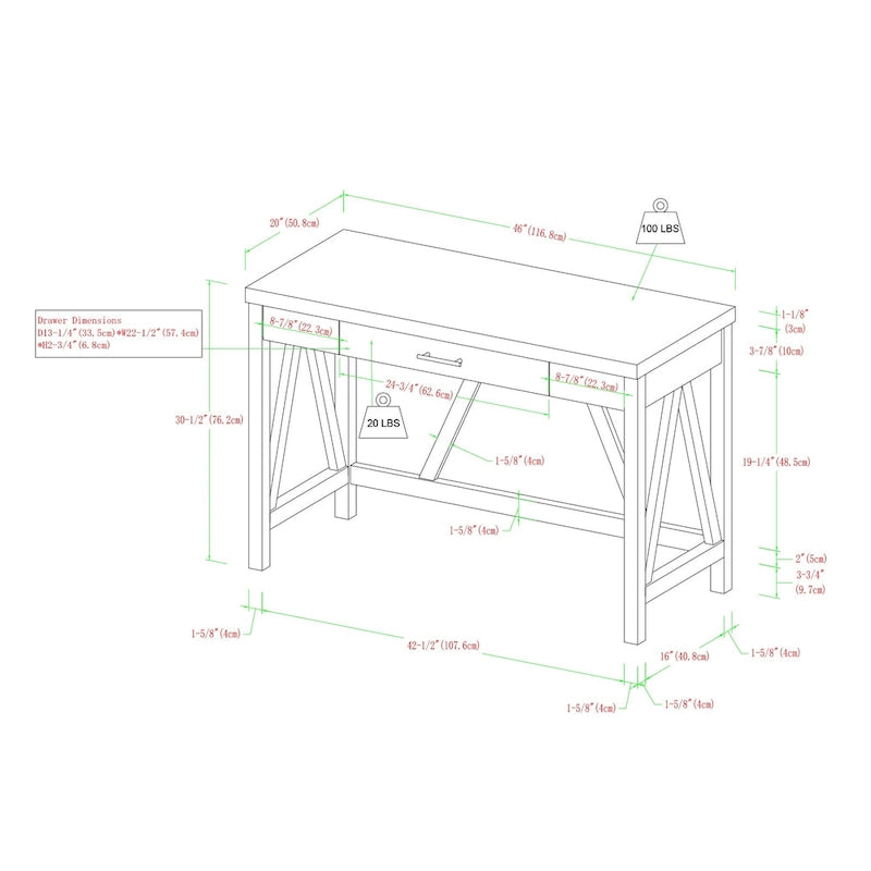Scrivania A-Frame Paradise Hill di Middlebrook Designs