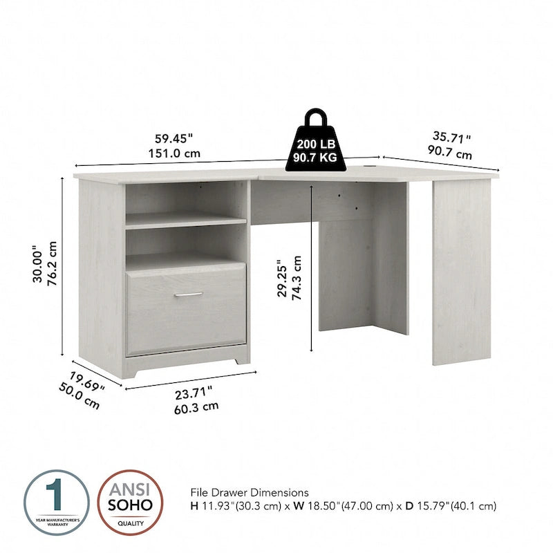Scrivania ad angolo con portaoggetti Cabot da 60W per ufficio domestico