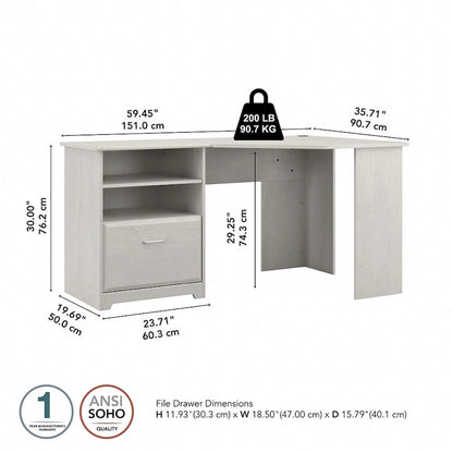 Scrivania ad angolo con portaoggetti Cabot da 60W per ufficio domestico