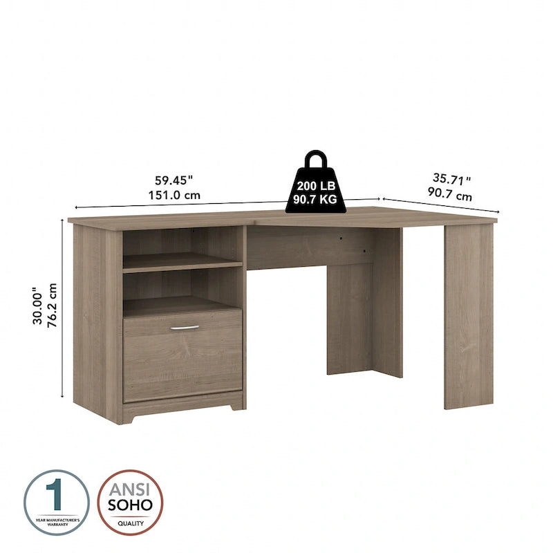 Scrivania ad angolo con portaoggetti Cabot da 60W per ufficio domestico