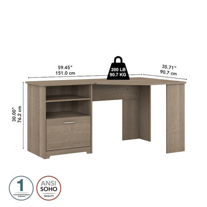 Scrivania ad angolo con portaoggetti Cabot da 60W per ufficio domestico