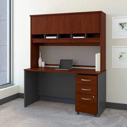 Scrivania Serie C da 60 W con credenza e cassetti di