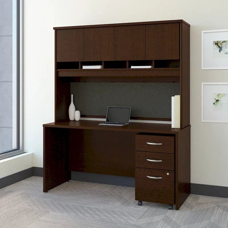Scrivania Serie C da 60 W con credenza e cassetti di