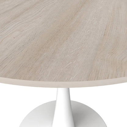 31 Tavolo da Pranzo Rotondo Moderno con Piano in Pietra Sinterizzata e Base a Piedistallo in Acciaio Inossidabile Bianco per Sala da Pranzo e Cucina