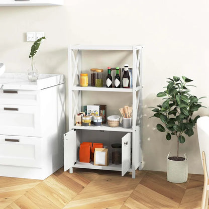 Mobiletto da bagno con ripiani aperti e doppie ante - Vedi dettagli