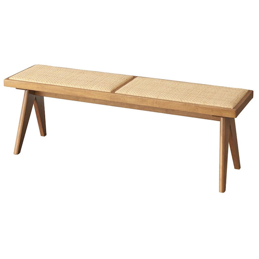 Panca da pranzo in legno massello e rattan