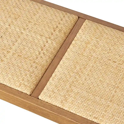 Panca da pranzo in legno massello e rattan