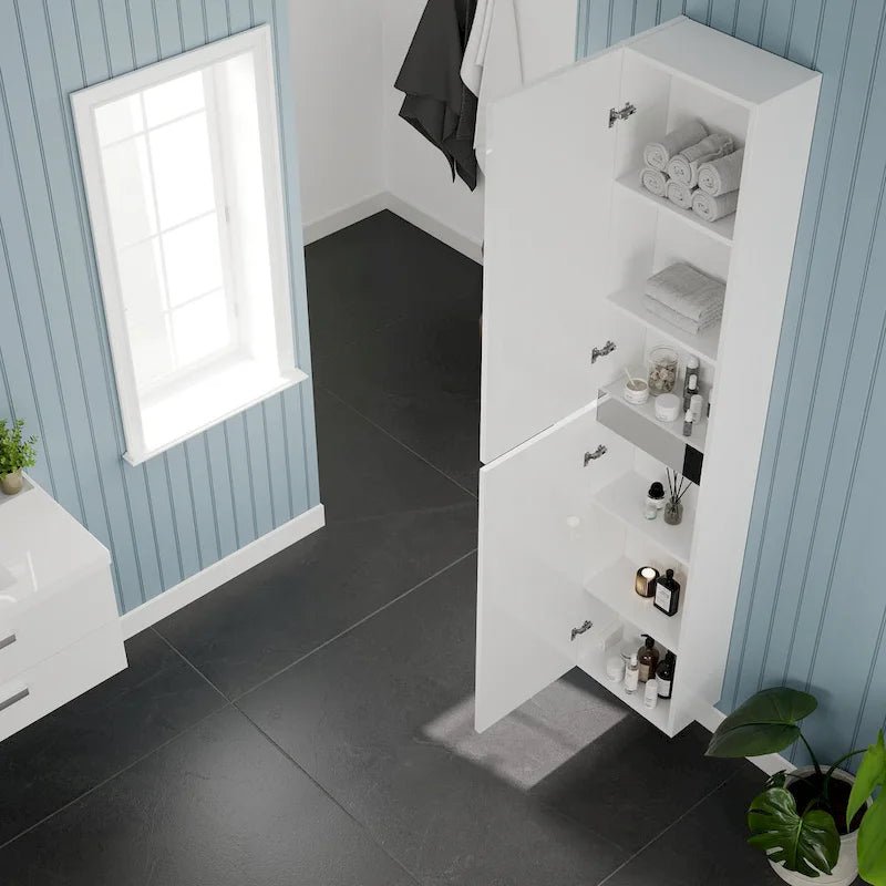 Eviva Olivia 14 pollici L x 70 pollici A Mobiletto da Bagno Indipendente Bianco Lucido