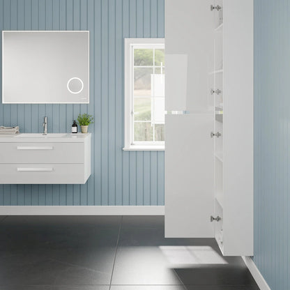 Eviva Olivia 14 pollici L x 70 pollici A Mobiletto da Bagno Indipendente Bianco Lucido