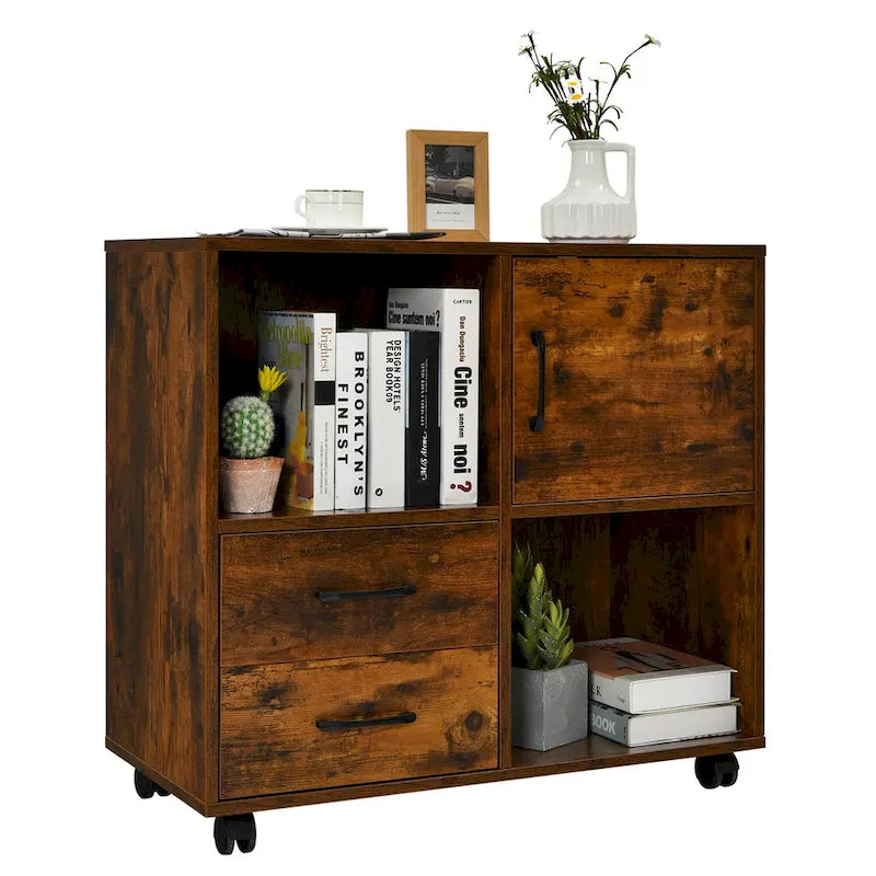  File Cabinet Mobile Lateral Printer Stand with Storage Shelves