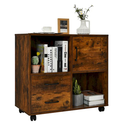  File Cabinet Mobile Lateral Printer Stand with Storage Shelves
