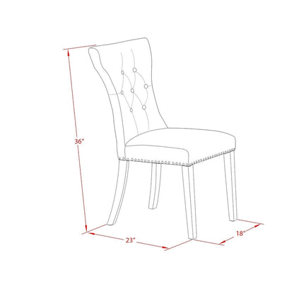 Set da pranzo da 3 pezzi - un tavolo da cucina con base a piedistallo e 2 sedie Parsons in tessuto di lino (Opzioni di finitura)