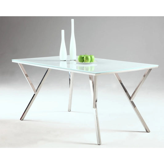  White Starphire 61-inch Glass Dining Table