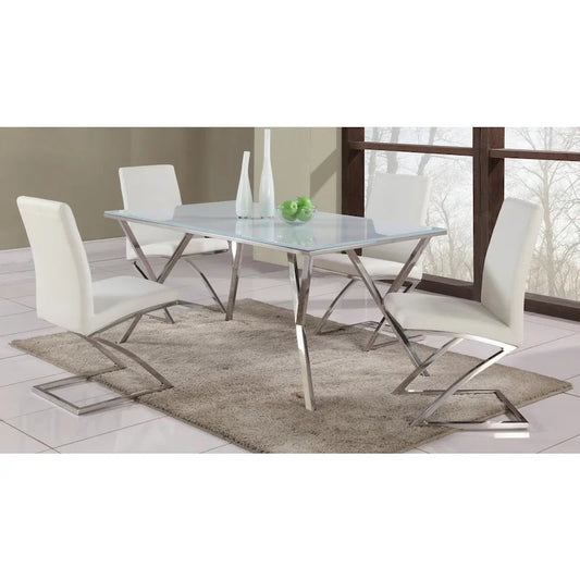 Tavolo da pranzo in vetro White Starphire da 61 pollici