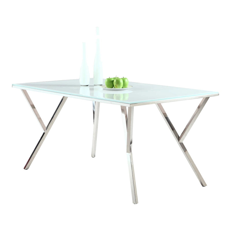 Tavolo da pranzo in vetro White Starphire da 61 pollici