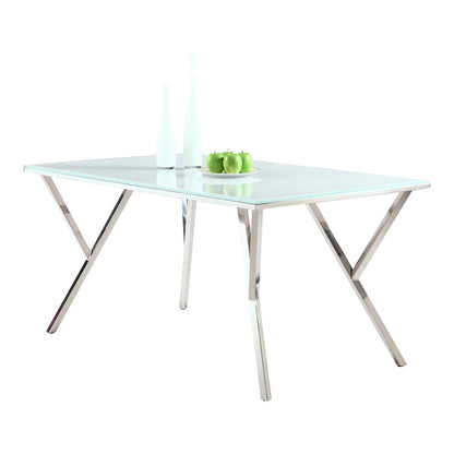Tavolo da pranzo in vetro White Starphire da 61 pollici