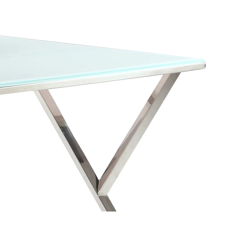 Tavolo da pranzo in vetro White Starphire da 61 pollici