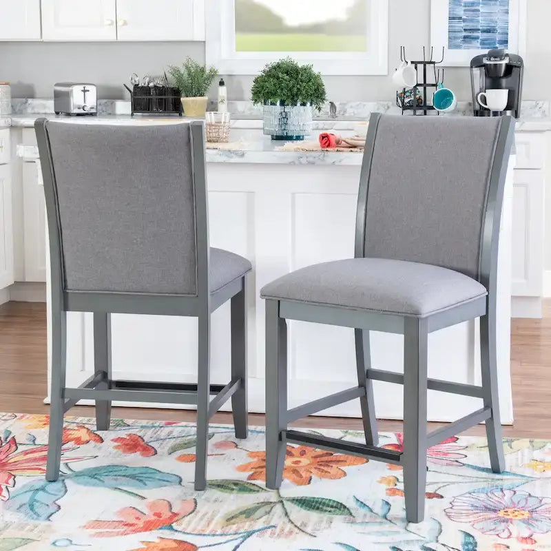Sgabello da bancone Robyn rivestito in tessuto grigio da 63,5 cm (set da 2)