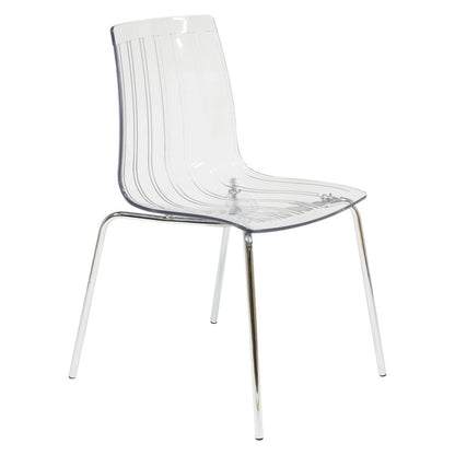 Sedia da pranzo Ralph in acrilico e plastica (set da 4) Gambe in metallo cromato Sedia laterale moderna trasparente per sala da pranzo e cucina