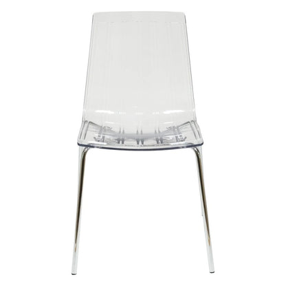 Sedia da pranzo Ralph in acrilico e plastica (set da 4) Gambe in metallo cromato Sedia laterale moderna trasparente per sala da pranzo e cucina
