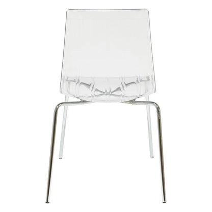 Sedia da pranzo Ralph in acrilico e plastica (set da 4) Gambe in metallo cromato Sedia laterale moderna trasparente per sala da pranzo e cucina