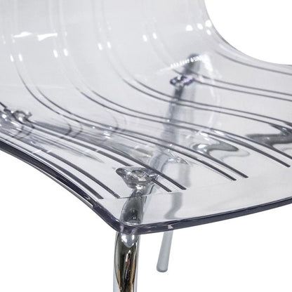 Sedia da pranzo Ralph in acrilico e plastica (set da 4) Gambe in metallo cromato Sedia laterale moderna trasparente per sala da pranzo e cucina