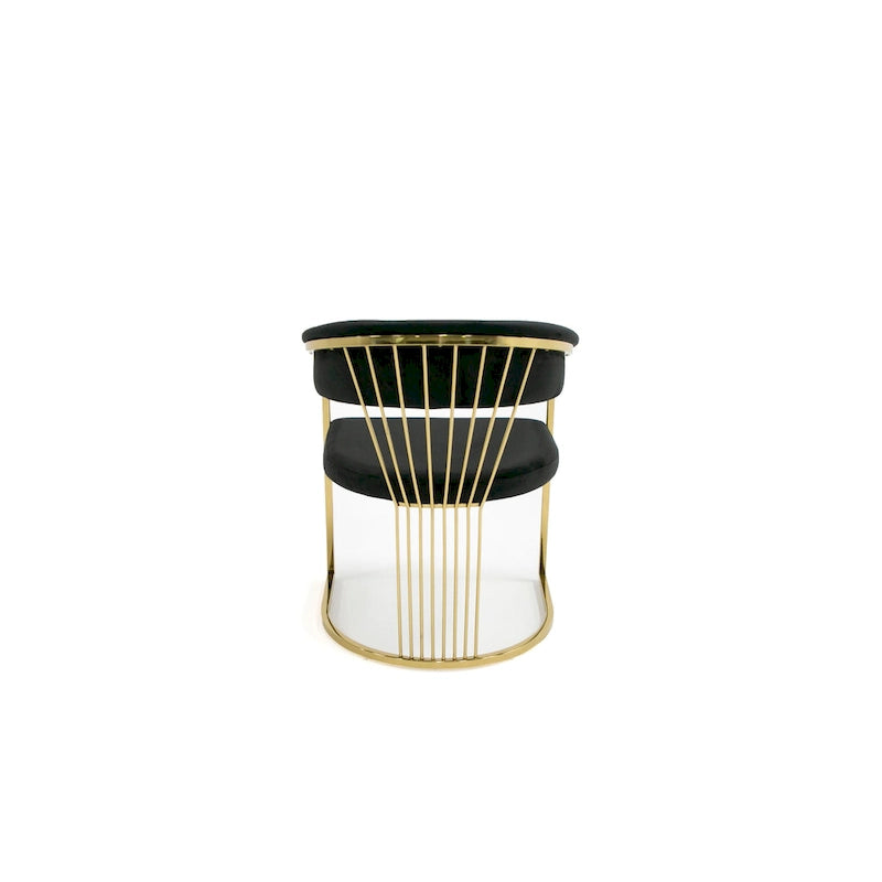 Sedia da pranzo Modrest Linda moderna in velluto nero e oro
