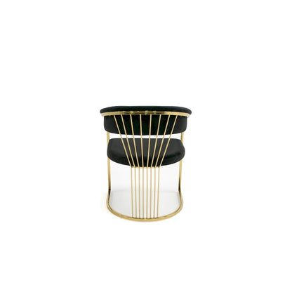 Sedia da pranzo Modrest Linda moderna in velluto nero e oro