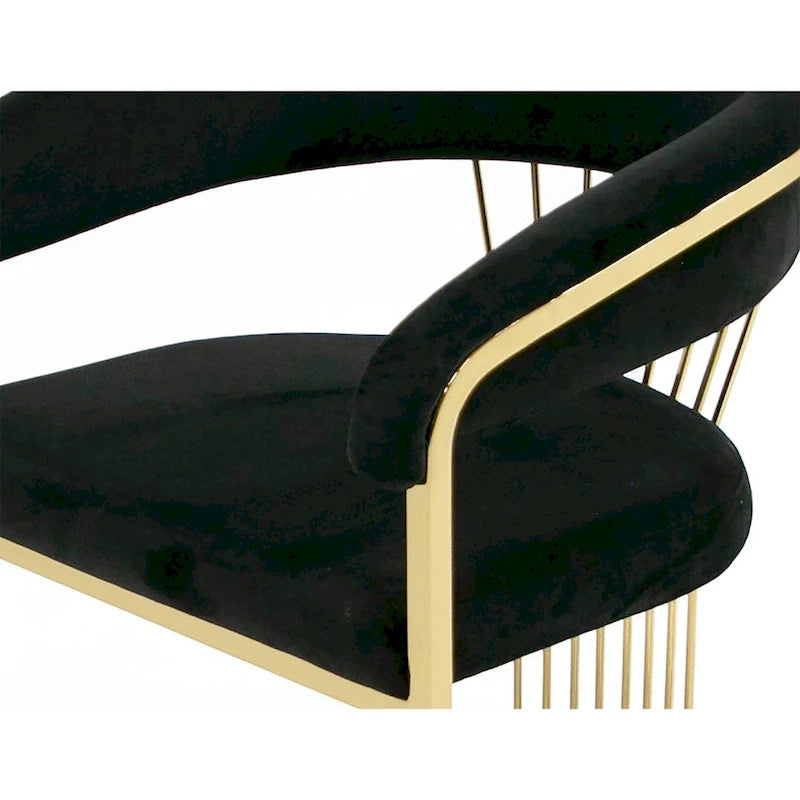 Sedia da pranzo Modrest Linda moderna in velluto nero e oro