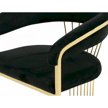 Sedia da pranzo Modrest Linda moderna in velluto nero e oro
