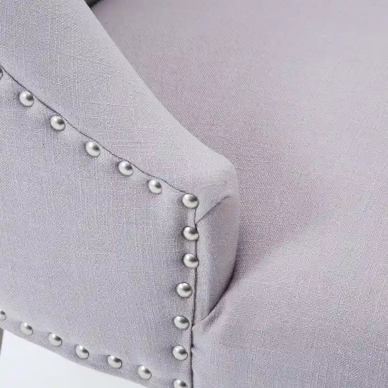 Sedie da pranzo moderne di metà secolo, sedie d'accento capitonné con bordo borchiato, set da 2