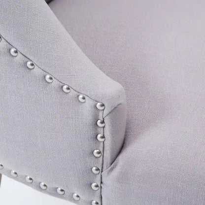 Sedie da pranzo moderne di metà secolo, sedie d'accento capitonné con bordo borchiato, set da 2