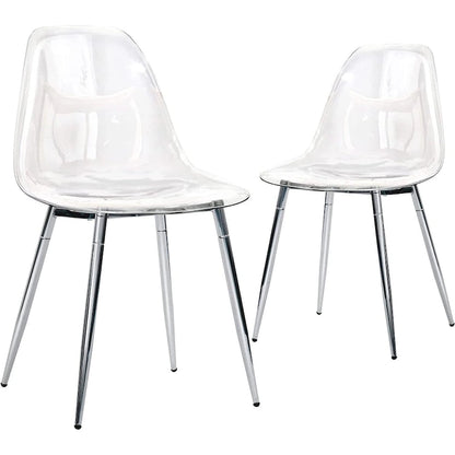 Sedie d'Appoggio Moderne con Scocca in Plastica e Gambe in Metallo, Trasparenti