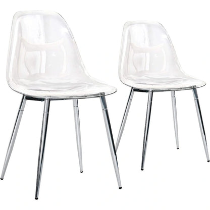 Sedie d'Appoggio Moderne con Scocca in Plastica e Gambe in Metallo, Trasparenti