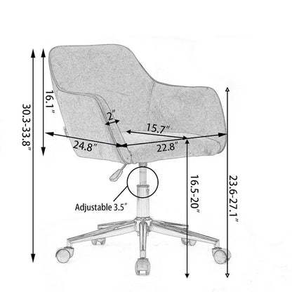 Sedia da ufficio moderna con gambe in metallo dorato e ruote universali