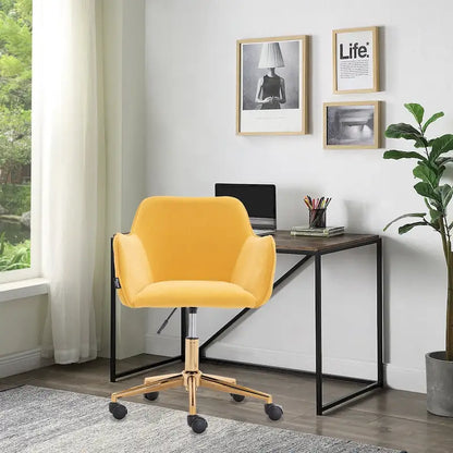 Sedia da ufficio per casa con gambe in metallo dorato