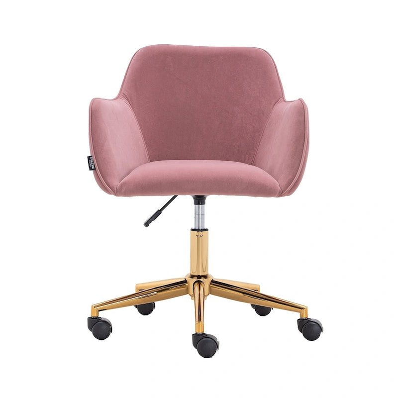 Sedia da ufficio per casa con gambe in metallo dorato