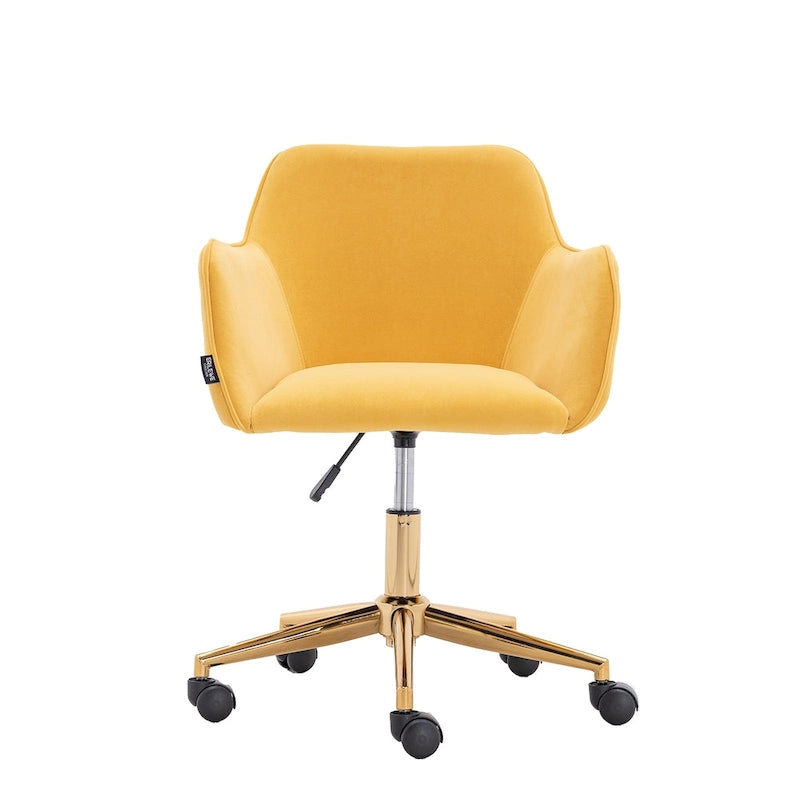Sedia da ufficio per casa con gambe in metallo dorato