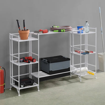 Scaffali pieghevoli in metallo a 3 ripiani Xtra Storage con set di 2 ripiani estensibili Deluxe