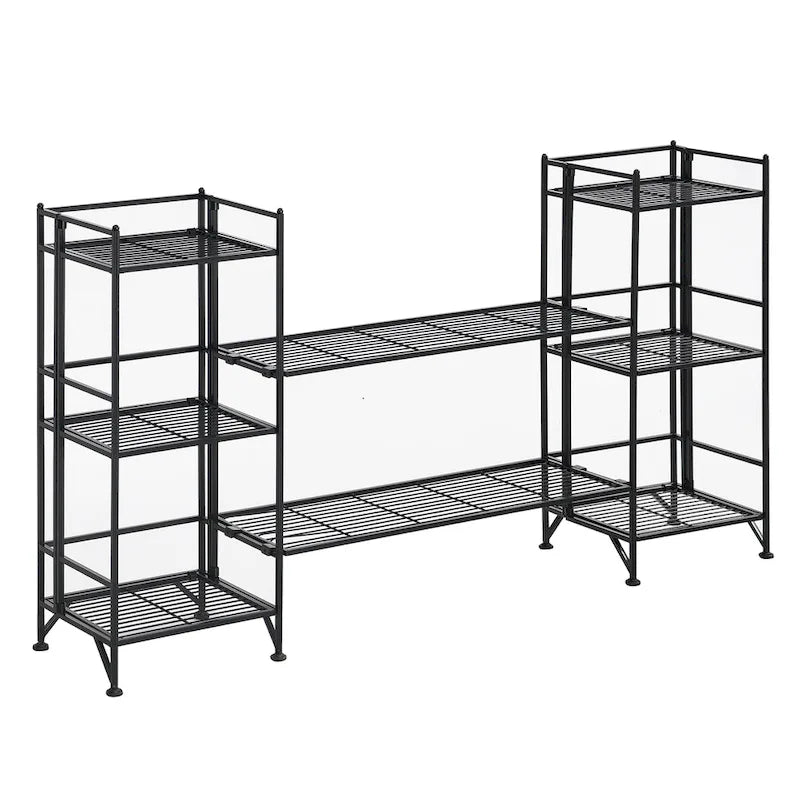Scaffali pieghevoli in metallo a 3 ripiani Xtra Storage con set di 2 ripiani estensibili Deluxe
