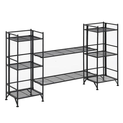 Scaffali pieghevoli in metallo a 3 ripiani Xtra Storage con set di 2 ripiani estensibili Deluxe