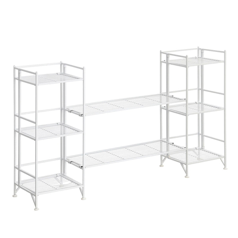 Scaffali pieghevoli in metallo a 3 ripiani Xtra Storage con set di 2 ripiani estensibili Deluxe