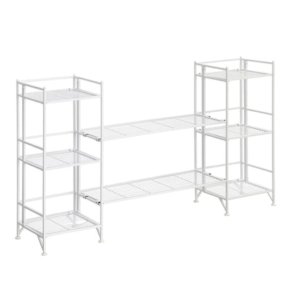 Scaffali pieghevoli in metallo a 3 ripiani Xtra Storage con set di 2 ripiani estensibili Deluxe