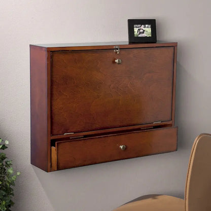 SEI Furniture Arkins, scrivania per laptop a parete marrone mogano
