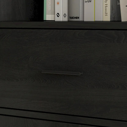 Libreria con 4 ante, 4 cassetti e ripiani, Nera - H 200 cm